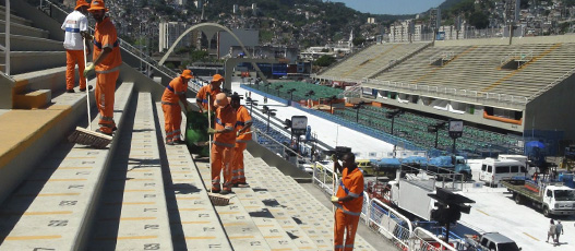 recolhimento de lixo no Sambódromo